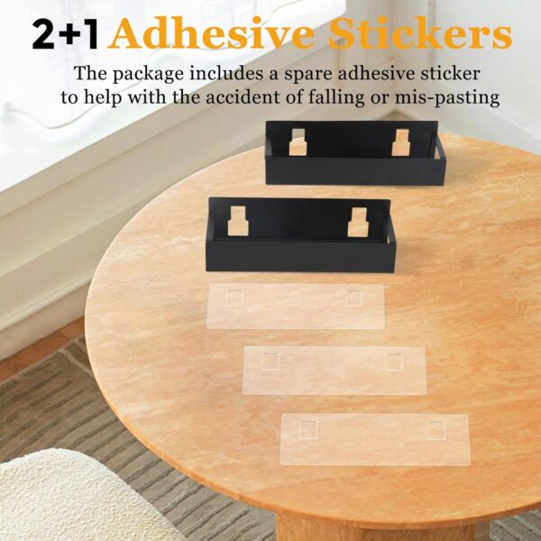 Kitchen Spice Rack: 2 Packs Black Adhesive Wall Mount - 11.8" Large Hanging Storage Organizer Cabinet Without Drilling for Smooth Wall - Work Room Bathroom Shelves