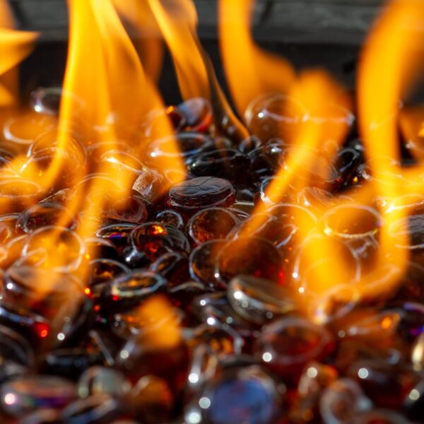 10 Pound 1/2 Inch Fire Glass Diamonds for Natural or Propane Fire Pit Fireplace and Landscaping, 10 Pounds Amber