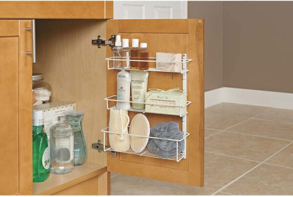ClosetMaid Adjustable 3 Shelf Spice Rack Organizer Kitchen Pantry Storage for Cabinet Door or Wall Mount with Metal Shelves, White (2 Pack)