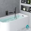 Aolemi Wall Mount Bathtub Faucet Bath Tub Faucet Set Waterfall Tub Filler with Handheld Sprayer Single Handle Solid Brass Rough-in Valve,with Bevel Angle Spout,Matte Black