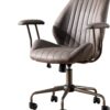 ovios Mid-Century Modern Home Office Chair, Suede Faux Leather Swivel Rolling Task Chairs with Padded Armrests, Comfy Mid-Back Computer Ergonomic Executive Armchair, Dark Grey
