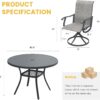 VICLLAX Patio Dining Set for 4, 5 Pieces Outdoor Furniture Includes 40.6" Round Patio Table with Umbrella Hole and 4 Outdoor Swivel Chairs for Lawn Garden, Grey Table and Grey Chairs