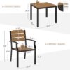 HDPS Patio Table and Chairs Set, 5 Piece Square Table Patio Furniture Set, HDPS All-Weather Material Outdoor Dining Table and Chair,Outdoor Furniture Set with Umbrella Hole, Brown-Oil Printed