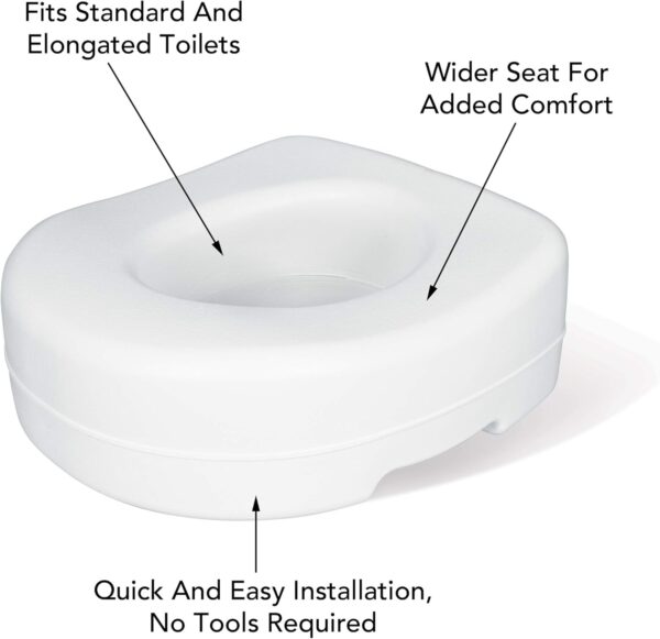 Carex Toilet Seat Riser - Adds 5.5 Inch of Toilet Height - Raised Toilet Seat with 300 Pound Weight Capacity, Slip-Resistant, Toilet Riser, Elevated Toilet Seat
