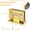 2Pack Glass Gold Shower Door Hinges Stainless Steel 90 Degree Heavy Duty Brushed Gold Shower Door Hinges Replacement Parts with Mounting Hardware, Bathroom Gate Clamp for 3/8” to 1/2”Glass