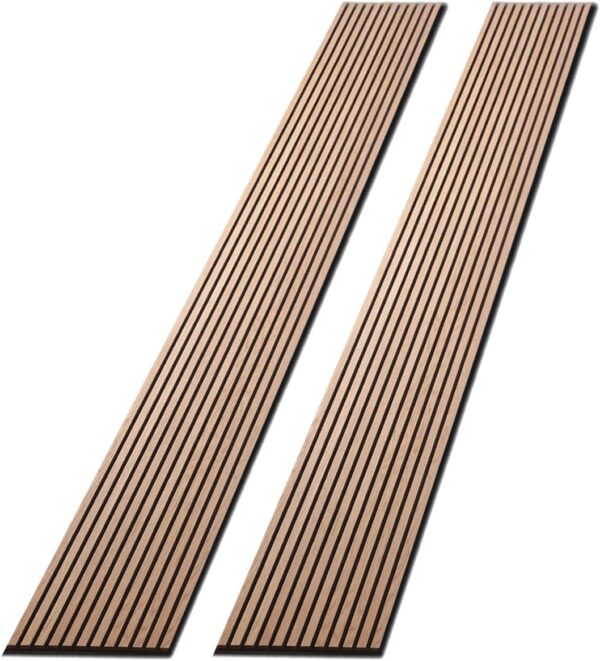 Wood Wall Panels, 2 Pack Wood Slat for Wall, Decorative Acoustic Panels for Interior Wall, 94.5"×12.6" Slat Wall Paneling, 3D Soundproof Panels for Living Room, Bedroom, Offices,Natural Walnut
