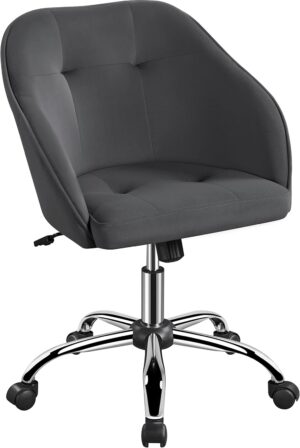 Yaheetech Office Chair Height Adjustable Mid Back Chair Swivel Large Seat Chairs Desk Chair Computer Chair on Wheels with Armrests