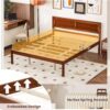 Giantex Queen Wood Platform Bed Frame with Headboard, Mid Century Queen Bed Frame with Wood Slat Support, Solid Wood Foundation with 16" Under Bed Storage, No Box Spring Needed, Easy Assembly
