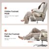 EMIAH Ergonomic Office Chair with Foot Rest Criss Cross Chair with Wheels Reclining Executive Office Chair Mid Back PU Leather Swivel Desk Chair Lumbar Support for Home Office (Beige)