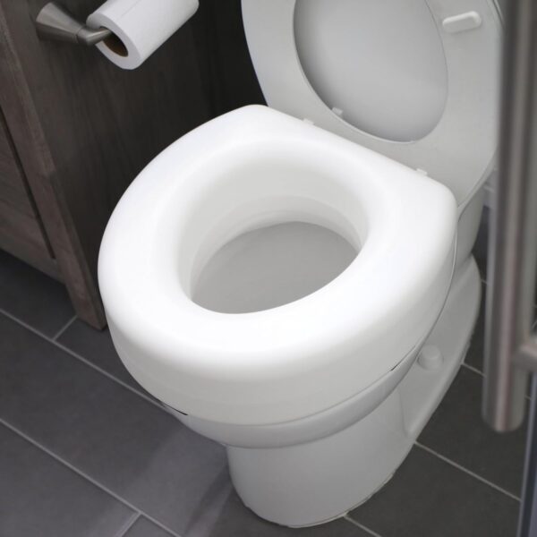 HealthSmart Enhanced Comfort 5" Raised (Round) Toilet Seat Riser 5 Slip Resistant Pads FSA/HSA Eligible Toilet Seat Risers for Seniors Padded Toilet Seat Elevation 15.7 x 15.2 x 6.1