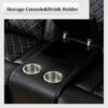 Leather Power Recliner Sofa Set with LED, Living Room Furniture Set, Leather Sofa Set with USB Port Storage Console Cup Holder (Leather Sofa and Loveseat Set, Black)
