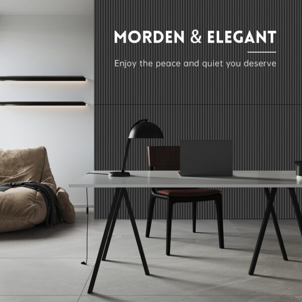 Wood Slat Wall Panel | 2 Pcs Soundproof Wall Panels 48" x 24.5" Wood Wall Panels 3D Sound Dampening Panels Wall Decoration - Matte Black