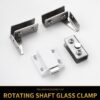 Stainless Steel Glass Door Hinge Double Head Magnetic Catch Closures with ABS Clamp Set for 5-7mm Glass Doors (1, White)