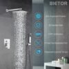 Shower Faucet Set, Rainfall Shower System with Rain Shower Head, Rough-in Valve and Shower Trim Kit Included Brushed Nickel 12 Inch Wall Mount