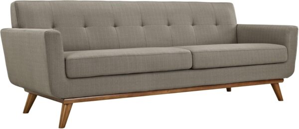 Modway Engage Mid-Century Modern Upholstered Fabric Sofa in Granite