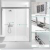 56-60" W x 70" H Semi-Frameless Double Sliding Shower Door, Glass Shower Door with Water Seal Strips and Anti-Collision Protection, 1/4" (6mm) Thick SGCC Tempered Glass, Adjustable Width, Chrome