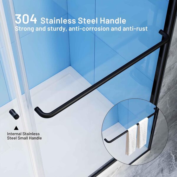 56-60" W x 70" H Double Sliding Shower Door,1/4" Thick Clear SGCC Tempered Glass Shower Door,Shower Glass Door Matte Black Finish