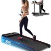 WELLFIT 10% Incline Treadmills for Home, Under Desk Walking Pad 330+lbs Weight Capacity, Foldable Treadmill for Small Space Apartment, Portable Easy to Move Upright Place, Long Stride, Space Saver