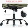 Home Office Chair, Modern Upholstered Mid-Back PU Leather Task Desk Chair with Arms, Adjustable Rocking Swivel Computer Chair with Wheels (Olive Green)