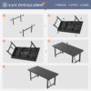UDPATIO 5 Piece Patio Dining Table Sets, Outdoor HDPE Dining Furniture Set with Umbrella Hole Cut-Out Table and 4 Chairs, All Weather Dining Set for Lawn, Garden, Backyard, Poolside, Black