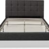 ZINUS Lottie Upholstered Platform Bed Frame, Mattress Foundation, Wood Slat Support, No Box Spring Needed, Easy Assembly, Grey, Queen