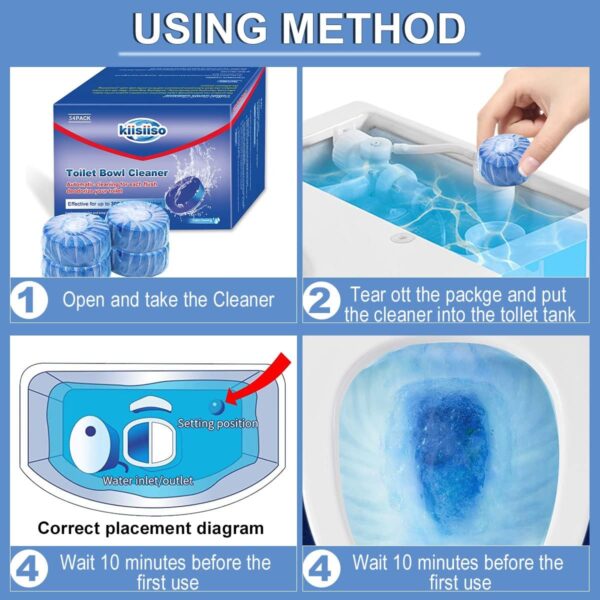 KIISIISO Multipurpose Bathroom Cleaners, 54 Pack Commercial & Household Toilet Bowl Cleaners, Blue Toilet Bowl Tablets Drop in Tank, Janitorial Deodorizers