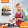 Kitchen Spice Rack: 2 Packs Black Adhesive Wall Mount - 11.8" Large Hanging Storage Organizer Cabinet Without Drilling for Smooth Wall - Work Room Bathroom Shelves