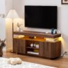 71Wfdt94hPL._AC_SL1500_.jpg HOMMPA LED TV Stand for 55/50/43/40/32 Inch Modern Entertainment Center With Power Outlets, Gaming Consoles Storage, Media Table With LED Lights, Game Cabinet for Living Room Walnut