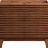 ROOMTEC 36" Bathroom Vanity, Mid-Century Freestanding Bathroom Cabinet Vanity with Storage, Particleboard Frame with Wood Grain Laminate, Walnut (Sink Basin Not Included)