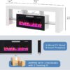 Modern Fireplace TV Stand for TVs Up to 80", 70" Entertainment Center with 36" Electric Fireplace Heater, 7 Color LED Strip and Adjustable Glass Shelves for Living Room (White) (White)