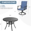 DIFY 5 Pieces Outdoor Dining Set, Patio Dining Furniture Set with 42" Black Round Dining Table with Metal Frame & 6 Blue Patio Swivel High Back Chairs for Garden, Porch, Deck and Lawn