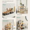 SONGMICS Cabinet Organizer Shelf, Set of 4 Kitchen Counter Shelves, Kitchen Storage, Spice Rack, Stackable, Expandable, Metal and Engineered Wood, Ink Black and Natural Beige UKCS210B01