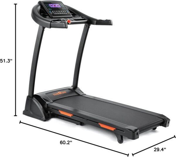 THERUN Incline Treadmill for Running and Walking, 300 lbs Weight Capacity Folding Treadmill with 0-15% Auto Incline, Wide Belt, 3.5HP, App, Heart Rate