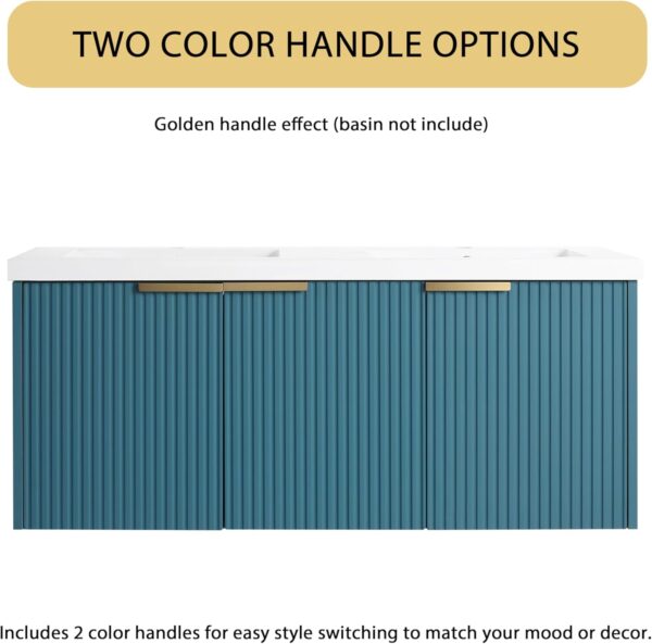 48" Floating Bathroom Vanity Without Sink, 48 inch Wall Mounted Bathroom Cabinet, Modern Lake Blue Cabinet with 3 Soft Close Doors, Basin not Include(MA10348DLBE-C)