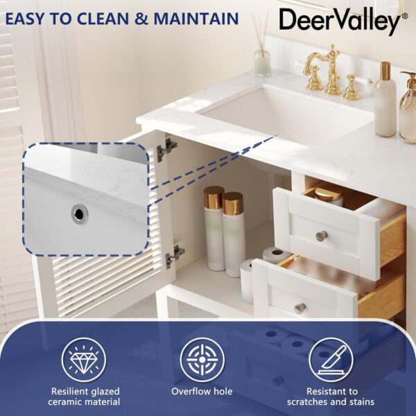 Deer Valley 60'' Bathroom Vanity with Double Sink Top, Pre-Assembled Modern Wood Bathroom Cabinet Sink Combo with Backsplash, Soft Closing Doors, Multifunctional Storage Space Vanity (White)