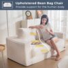 MAXYOYO Giant Bean Bag Chair for Adults, Upholstered Loveseat Floor Sofa with Pillows and Armrests, Large Bean Bag Sofa Plush Chair Couch for Bedroom Living Room, White