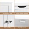 Yaheetech Wooden Bathroom Floor Cabinet, Side Storage Organizer Cabinet with 4 Drawers & Double Doors, Freestanding Entryway Storage Unit Console Table, Bathroom Furniture Home Decor, White