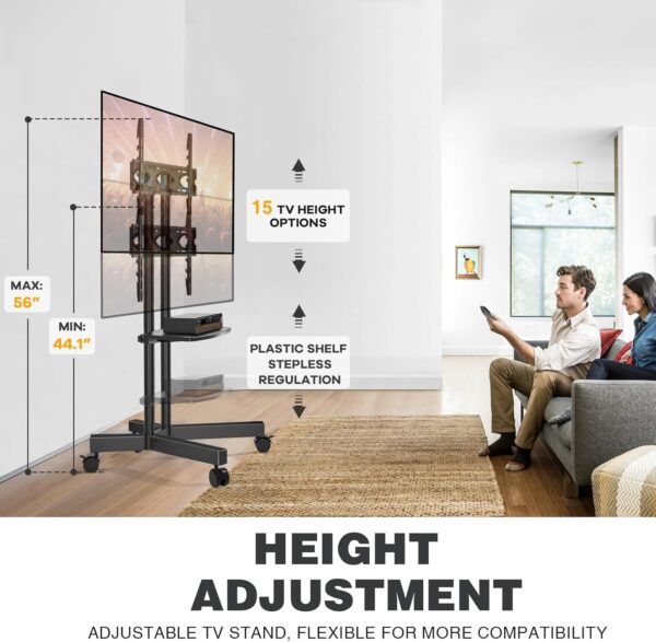 71XlxpnspaL._AC_SL1500_.jpg Mobile TV Stand with Upgraded Wheels for 32-75 Inch TVs up to 88 lbs, Height Adjustable Rolling TV Stand with Laptop Shelf, Mobile TV Cart with Heavy Duty Structure for Living Room, Patio, Office