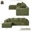 Cloud Sectional Couch with L-Shape Chaise,Modern Modular Sofa with Deep Seat, Upholstered Couches for Living Room Bedroom,No Assembly Required, Green (Left Facing Chaise)