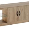 Bestier 70 Inch Gaming Entertainment Center with Adjustable Glass Shelves for 75 inch TV, Large Led TV Stand with Storage Cabinet, Modern Television Stand for Living Room, Bedroom, Pinewood