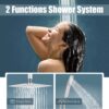 Aolemi Ceiling Mount Shower System Rain Shower Head with Handheld Spray High Pressure Shower Faucet Set Rough-in Valve Shower Trim Kit Included Bathroom Polish Chrome 12 Inch Ceiling Shower Head