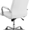 Flash Furniture Whitney High-Back Swivel LeatherSoft Desk Chair with Padded Seat and Armrests, Adjustable Height Padded Office Chair, White/Chrome