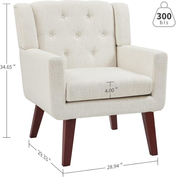 71YDTGzNgQL._AC_SL1500_.jpg Accent Chair Button-Tufted Upholstered Living Room Chairs Comfy Reading Chair Mid Century Modern Chair with Linen Fabric Lounge Arm Chairs for Living Room Bedroom (Beige Set of 2)