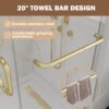 Shower Doors,56-60" W x 76" H Frameless Sliding Shower Door,5/16"(8mm) Clear SGCC Tempered Glass with Double-Sided Nano Coating,Bypass Shower Doors for Walk in Shower,Stainless Steel Hardware Gold