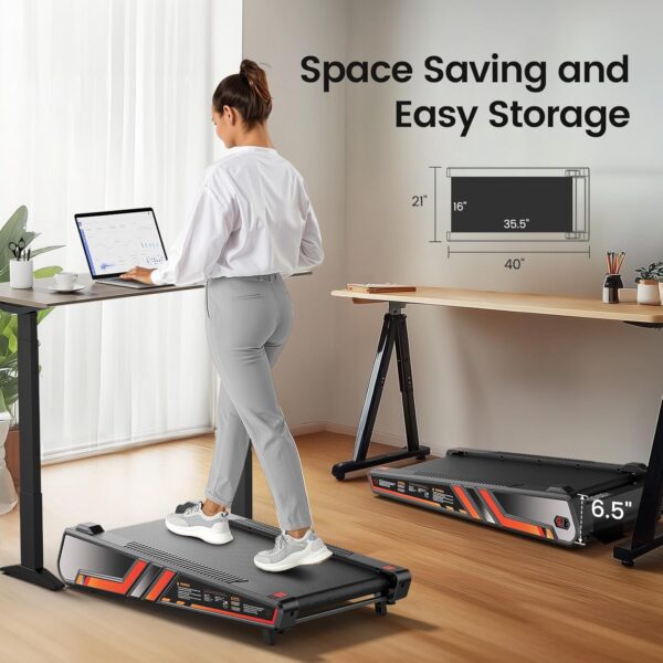 Small Walking Pad for Home and Office, Portable Under Desk Treadmill with Fixed 7% Incline and Adjustable 2% Incline, 300LBS Capacity
