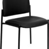 Flash Furniture Tania Comfort Vinyl Upholstered Stackable Side Reception Chair with Padded Seat, Modern Stackable Chair for Living Room/Office, Black