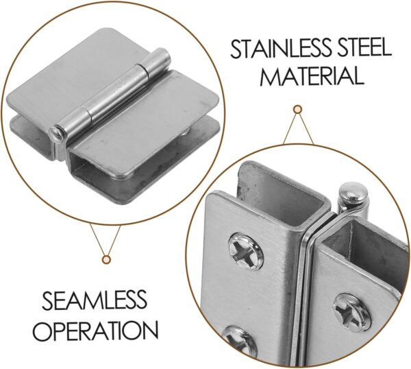 Pcs Small Stainless Steel Hinges Double-Sided Clamp Hinge for Glass Doors Interior Exterior Door Hardware Easy Install Modern Design