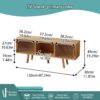 Bamboo TV Stand for TVs up to 50 Inches, Durable Entertainment Center with 2 Sliding Acrylic Cabinet Doors for Gaming Console, Modern Accent TV Console Cabinet for Living Room Bedroom