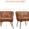 Yaheetech Modern Accent Chair, PU Leather Retro Armchair, Upholstered Barrel Chair with Metal Leg and Comfy Seat Cushion for Living Room Bedroom, Retro Brown