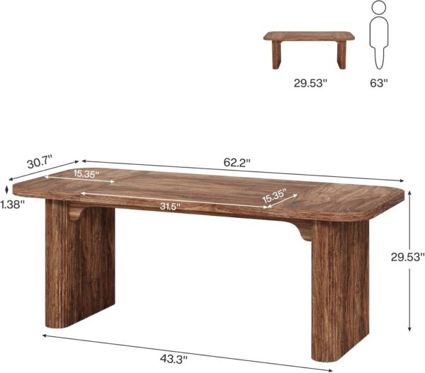 Tribesigns Wood Office Desk, 62-Inch Modern Executive Desk, Large Aesthetic Computer Work Desk with Double Pedestal, Workstation for Home Office (Brown)